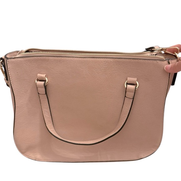 Sole Society Whipstitch Taupe/pale pink  Faux Leather Satchel - Picture 5 of 6